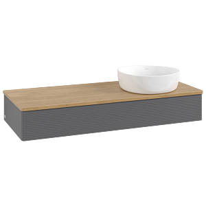 Meuble vasque Villeroy &amp; Boch Antao K12111GK 120 x 19 x 50 cm, plan vasque couleur chêne miel, laque anthracite mate