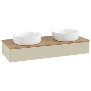Villeroy &amp; Boch Antao vanity unit K13011HJ 120x19x50cm, washbasin top color honey oak, silk grey matt lacquer