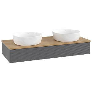 Villeroy &amp; Boch Antao vanity unit K13111GK 120x19x50cm, washbasin top color honey oak, anthracite matt lacquer
