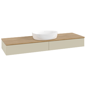 Villeroy &amp; Boch Antao vanity unit K14011HJ 160x19x50cm, washbasin top color honey oak, silk grey matt lacquer