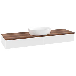 Meuble vasque Villeroy &amp; Boch Antao K14012MT 160 x 19 x 50 cm, plan vasque couleur noyer chaud, laque blanche mate