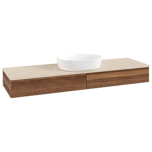 Villeroy &amp; Boch Antao vanity unit K14013HM 160x19x50cm, washbasin top color botticino, warm walnut