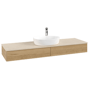 Villeroy und Boch Antao Waschtisch-Unterschrank K14053HN 160x19x50cm, Hahnlochbohrung, Waschbeckenplattenfarbe botticino, honey oak