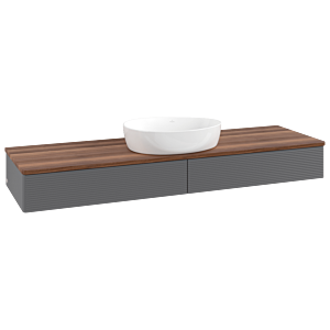 Villeroy &amp; Boch Antao vanity unit K14112GK 160x19x50cm, washbasin top color warm walnut, anthracite matt lacquer