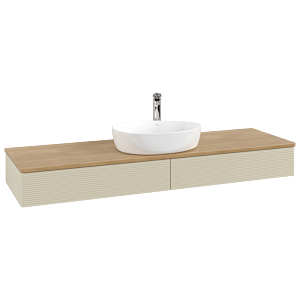 Villeroy &amp; Boch Antao vanity unit K14151HJ 160x19x50cm, tap hole, washbasin top color honey oak, silk grey matt lacquer