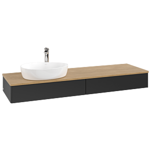Villeroy und Boch Antao Waschtisch-Unterschrank K15051PD 160x19x50cm, Hahnlochbohrung, Waschbeckenplattenfarbe honey oak, black matt lacquer