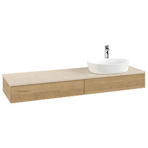 Villeroy &amp; Boch Antao vanity unit K16053HN 160x19x50cm, tap hole, washbasin top color botticino, honey oak