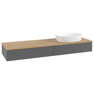 Meuble vasque Villeroy &amp; Boch Antao K16111GK 160 x 19 x 50 cm, plan vasque couleur chêne miel, laque anthracite mate