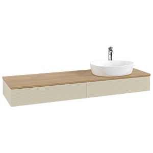 Villeroy und Boch Antao Waschtisch-Unterschrank K16151HJ 160x19x50cm, Hahnlochbohrung, Waschbeckenplattenfarbe honey oak, silk grey matt lacquer