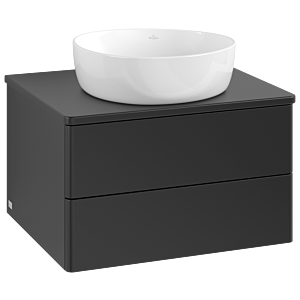Villeroy und Boch Antao Waschtisch-Unterschrank K18010PD 60x36x50cm, Waschbeckenplattenfarbe Lack, black matt lacquer