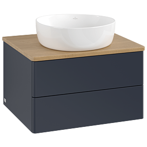 Villeroy und Boch Antao Waschtisch-Unterschrank K18011HG 60x36x50cm, Waschbeckenplattenfarbe honey oak, midnight blue matt lacquer