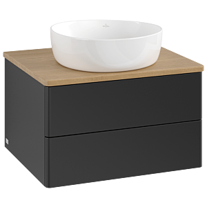 Villeroy und Boch Antao Waschtisch-Unterschrank K18011PD 60x36x50cm, Waschbeckenplattenfarbe honey oak, black matt lacquer