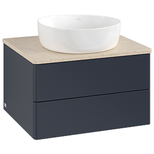 Villeroy und Boch Antao Waschtisch-Unterschrank K18013HG 60x36x50cm, Waschbeckenplattenfarbe botticino, midnight blue matt lacquer