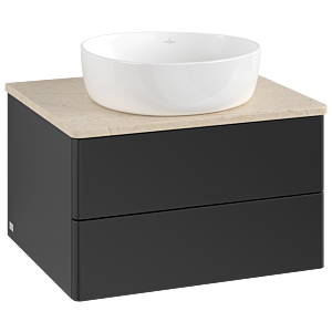 Villeroy und Boch Antao Waschtisch-Unterschrank K18013PD 60x36x50cm, Waschbeckenplattenfarbe botticino, black matt lacquer