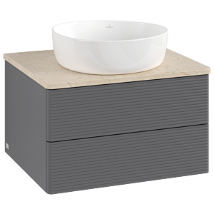 Villeroy und Boch Antao Waschtisch-Unterschrank K18113GK 60x36x50cm, Waschbeckenplattenfarbe botticino, anthracite matt lacquer