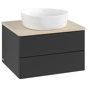 Villeroy und Boch Antao Waschtisch-Unterschrank K18113PD 60x36x50cm, Waschbeckenplattenfarbe botticino, black matt lacquer