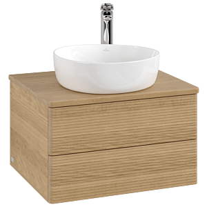 Meuble vasque Villeroy &amp; Boch Antao K18151HN 60 x 36 x 50 cm, percé pour robinetterie, plan vasque couleur chêne miel, chêne miel