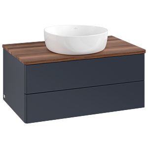 Villeroy und Boch Antao Waschtisch-Unterschrank K19012HG 80x36x50cm, Waschbeckenplattenfarbe warm walnut, midnight blue matt lacquer
