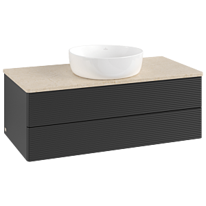 Villeroy und Boch Antao Waschtisch-Unterschrank K20113PD 100x36x50cm, Waschbeckenplattenfarbe botticino, black matt lacquer
