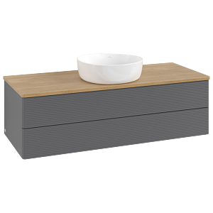 Villeroy &amp; Boch Antao vanity unit K21111GK 120x36x50cm, washbasin top color honey oak, anthracite matt lacquer