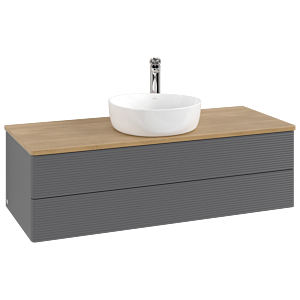 Villeroy &amp; Boch Antao vanity unit K21151GK 120x36x50cm, tap hole, washbasin top color honey oak, anthracite matt lacquer