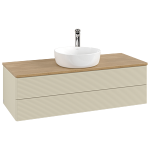 Villeroy &amp; Boch Antao vanity unit K21151HJ 120x36x50cm, tap hole, washbasin top color honey oak, silk grey matt lacquer