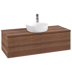 Villeroy und Boch Antao Waschtisch-Unterschrank K21152HM 120x36x50cm, Hahnloch, Waschbeckenplattenfarbe warm walnut, warm walnut