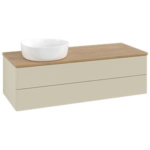 Villeroy &amp; Boch Antao vanity unit K22011HJ 120x36x50cm, washbasin top color honey oak, silk grey matt lacquer