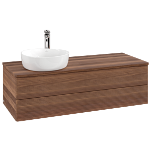 Villeroy und Boch Antao Waschtisch-Unterschrank K22152HM 120x36x50cm, Hahnloch, Waschbeckenplattenfarbe warm walnut, warm walnut