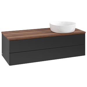 Villeroy &amp; Boch Antao vanity unit K23012PD 120x36x50cm, washbasin top color warm walnut, black matt lacquer