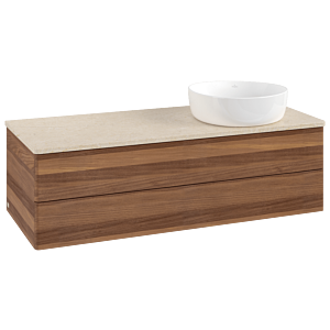 Villeroy &amp; Boch Antao vanity unit K23013HM 120x36x50cm, washbasin top color botticino, warm walnut