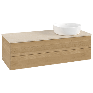 Villeroy &amp; Boch Antao vanity unit K23013HN 120x36x50cm, washbasin top color botticino, honey oak