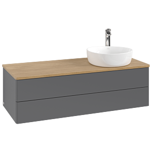Villeroy und Boch Antao Waschtisch-Unterschrank K23051GK 120x36x50cm, Hahnloch, Waschbeckenplattenfarbe honey oak, anthracite matt lacquer