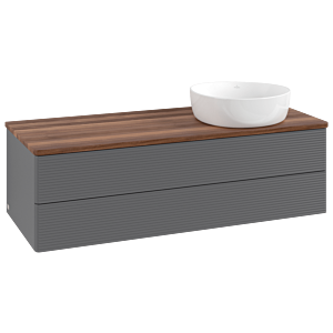 Villeroy &amp; Boch Antao vanity unit K23112GK 120x36x50cm, washbasin top color warm walnut, anthracite matt lacquer