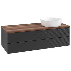 Villeroy &amp; Boch Antao vanity unit K23112PD 120x36x50cm, washbasin top color warm walnut, black matt lacquer