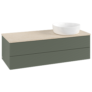 Villeroy &amp; Boch Antao vanity unit K23113HL 120x36x50cm, washbasin top color botticino, leaf green matt lacquer