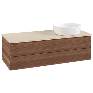 Villeroy &amp; Boch Antao vanity unit K23113HM 120x36x50cm, washbasin top color botticino, warm walnut