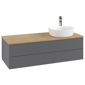 Villeroy &amp; Boch Antao vanity unit K23151GK 120x36x50cm, tap hole, washbasin top color honey oak, anthracite matt lacquer