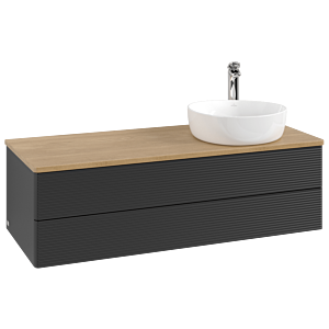 Villeroy und Boch Antao Waschtisch-Unterschrank K23151PD 120x36x50cm, Hahnloch, Waschbeckenplattenfarbe honey oak, black matt lacquer