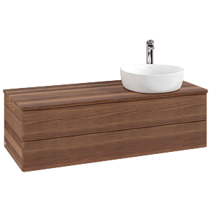 Villeroy und Boch Antao Waschtisch-Unterschrank K23152HM 120x36x50cm, Hahnloch, Waschbeckenplattenfarbe warm walnut, warm walnut