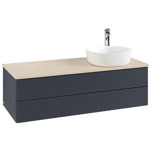 Villeroy und Boch Antao Waschtisch-Unterschrank K23153HG 120x36x50cm, Hahnloch, Waschbeckenplattenfarbe botticino, midnight blue matt lacquer