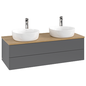 Villeroy und Boch Antao Waschtisch-Unterschrank K24051GK 120x36x50cm, Hahnloch, Waschbeckenplattenfarbe honey oak, anthracite matt lacquer