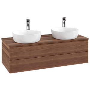 Villeroy und Boch Antao Waschtisch-Unterschrank K24152HM 120x36x50cm, Hahnloch, Waschbeckenplattenfarbe warm walnut, warm walnut