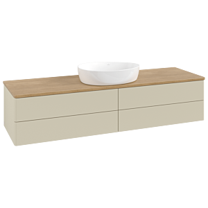 Meuble vasque Villeroy &amp; Boch Antao K25011HJ 160 x 36 x 50 cm, plan vasque couleur chêne miel, laque mate gris soie