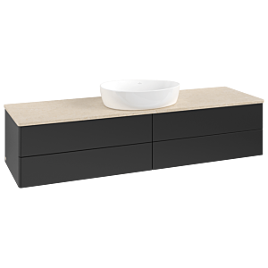 Villeroy und Boch Antao Waschtisch-Unterschrank K25013PD 160x36x50cm, Waschbeckenplattenfarbe botticino, black matt lacquer