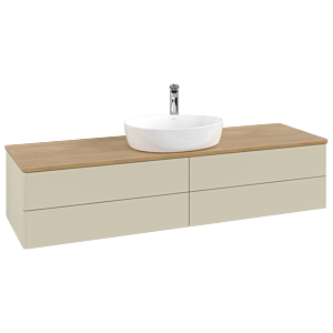 Villeroy und Boch Antao Waschtisch-Unterschrank K25051HJ 160x36x50cm, Hahnlochbohrung, Waschbeckenplattenfarbe honey oak, silk grey matt lacquer