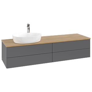 Villeroy &amp; Boch Antao vanity unit K26051GK 160x36x50cm, tap hole, washbasin top color honey oak, anthracite matt lacquer