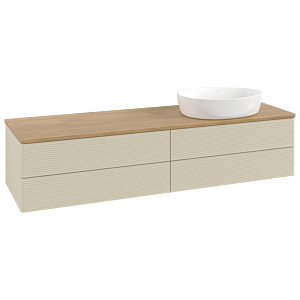 Villeroy &amp; Boch Antao vanity unit K27111HJ 160x36x50cm, washbasin top color honey oak, silk grey matt lacquer