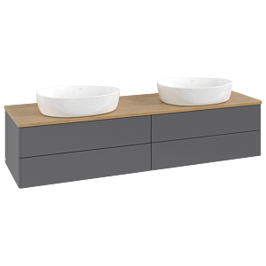 Villeroy &amp; Boch Antao vanity unit K28011GK 160x36x50cm, washbasin top color honey oak, anthracite matt lacquer