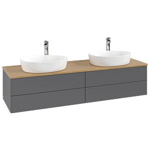 Villeroy und Boch Antao Waschtisch-Unterschrank K28051GK 160x36x50cm, Hahnloch, Waschbeckenplattenfarbe honey oak, anthracite matt lacquer